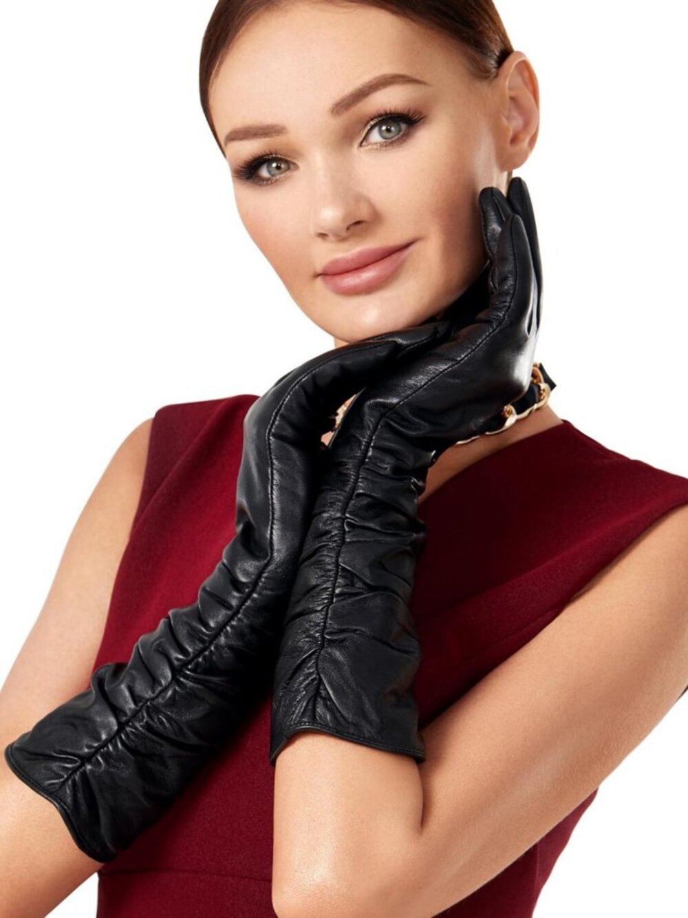 Luxury Long Leather Gloves for Women - Plush Lined, Touchscreen, Warm & Soft